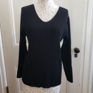 Alfani Black Sweater Top Sparkle Glimmer Ribbed 1X
